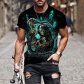 Grim Reaper T Shirt 3d Heavy Metal Skull T Shirts for Men Graphic Print T-shirts Black Short Sleeve Punk Rock Top Men's Clothing