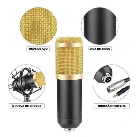 Microfone Estúdio Profissional Pop Filter Com Braço Articulado